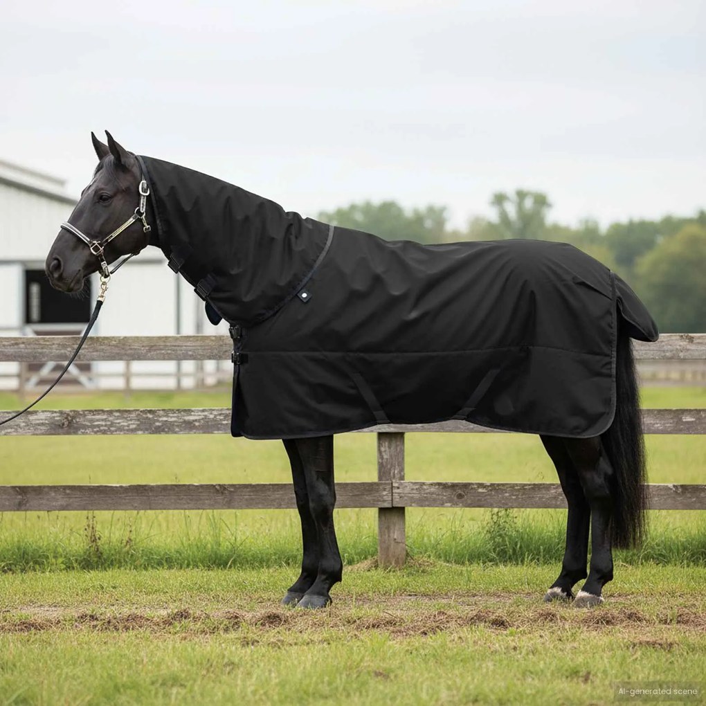 vidaXL Cobertor de Cavalo Verde Escuro e Preto 105 cm Poliéster