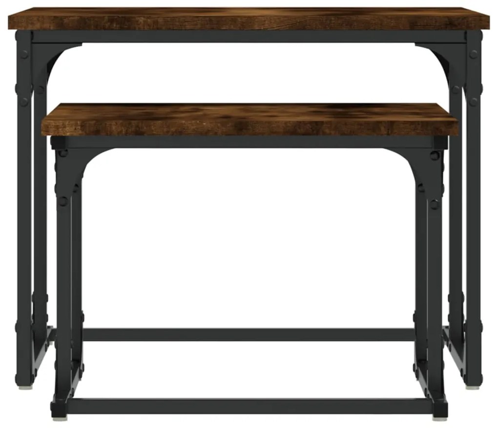 Mesa de centro encastrar 2 pcs deriv. madeira carvalho fumado