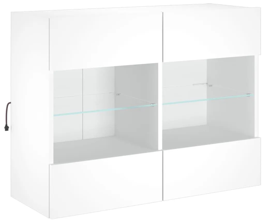 Móvel de parede para TV com luzes LED 78,5x30x60,5 cm branco