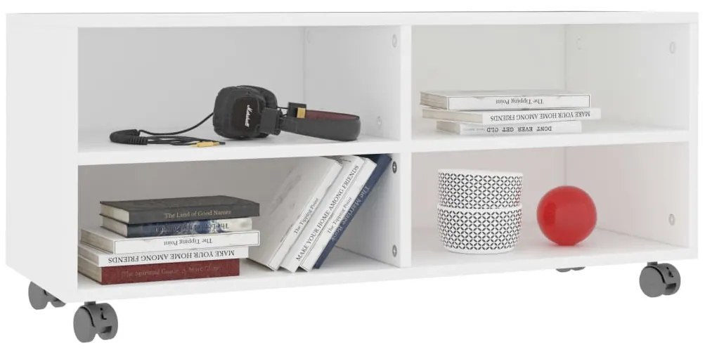 Móvel de TV com rodas 90x35x35 cm derivados de madeira branco