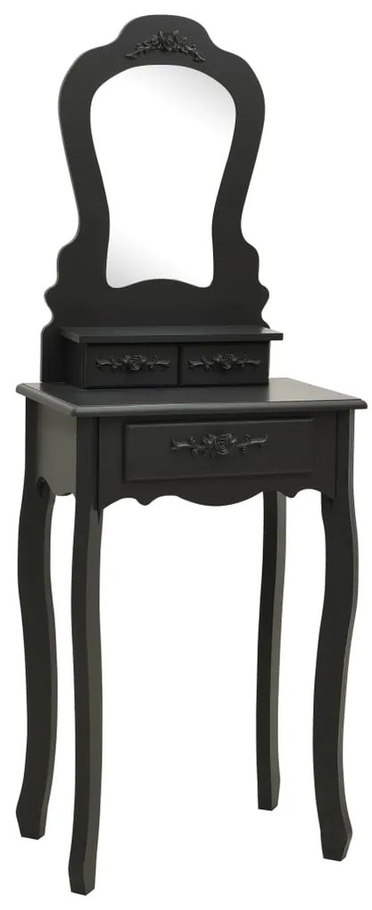 Conj. toucador com banco 50x59x136 cm madeira paulownia preto