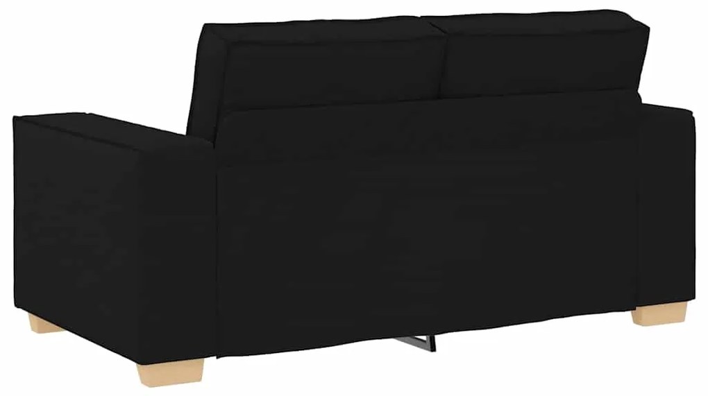 Conjunto de Sofá de 3 Peças com Almofadas em Tecido Preto