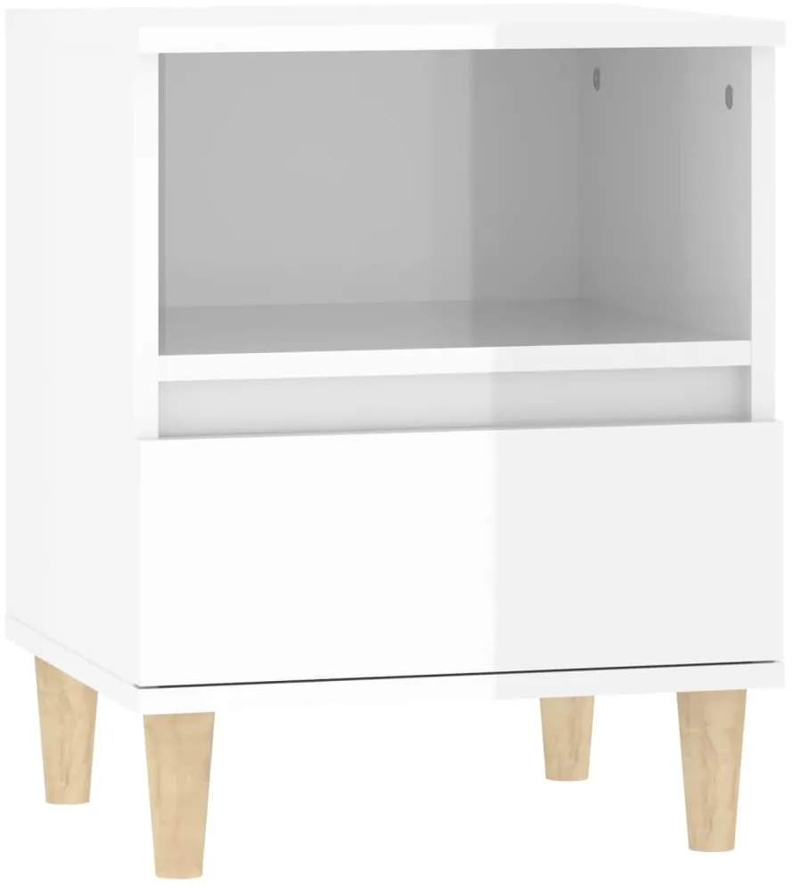 Mesas de cabeceira 2 pcs 40x35x50 cm branco brilhante