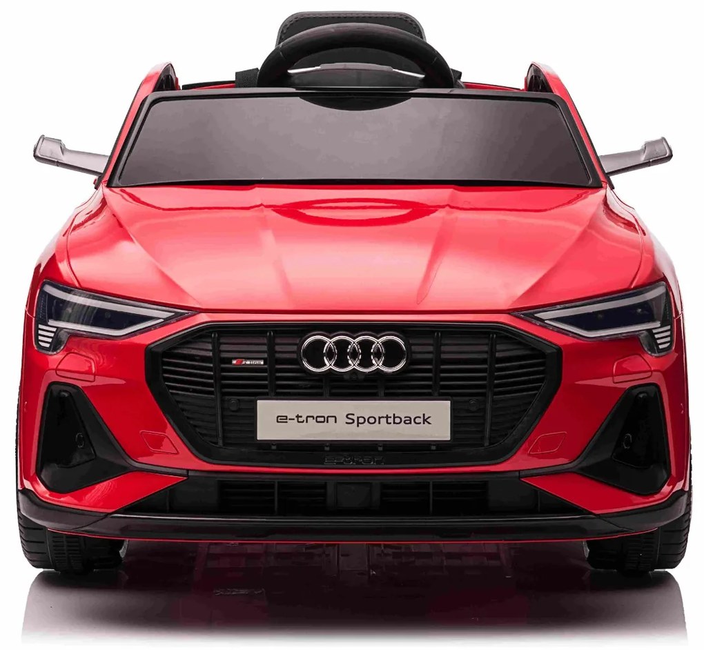 Carro elétrico para crianças Audi E-tron Sportback 12V, comando remoto 2,4 GHz, entrada USB/AUX, suspensão, bateria de lítio, luzes LED, 2 motores de