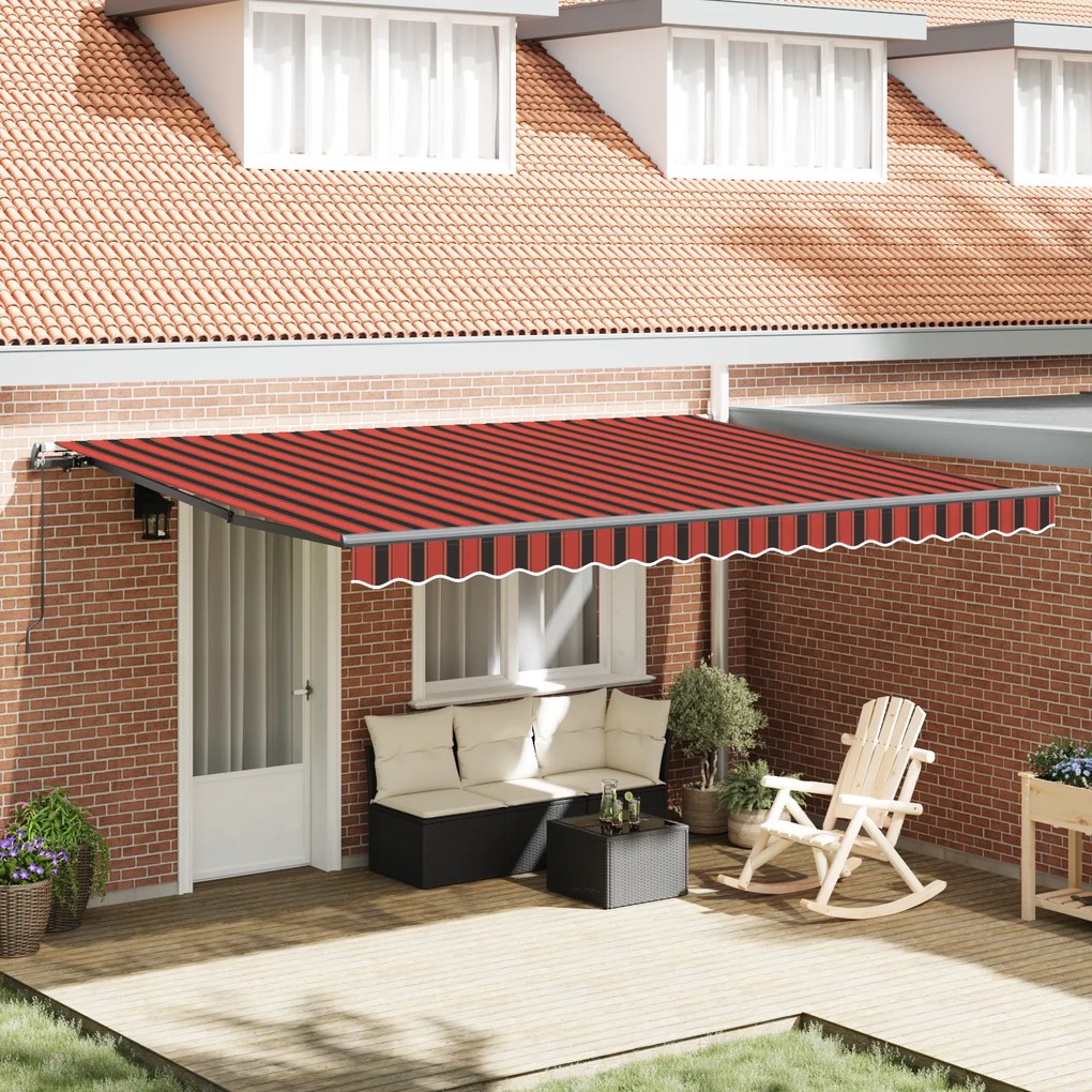 vidaXL Toldo Retrátil Manual Laranja e Marrom 450x350 cm
