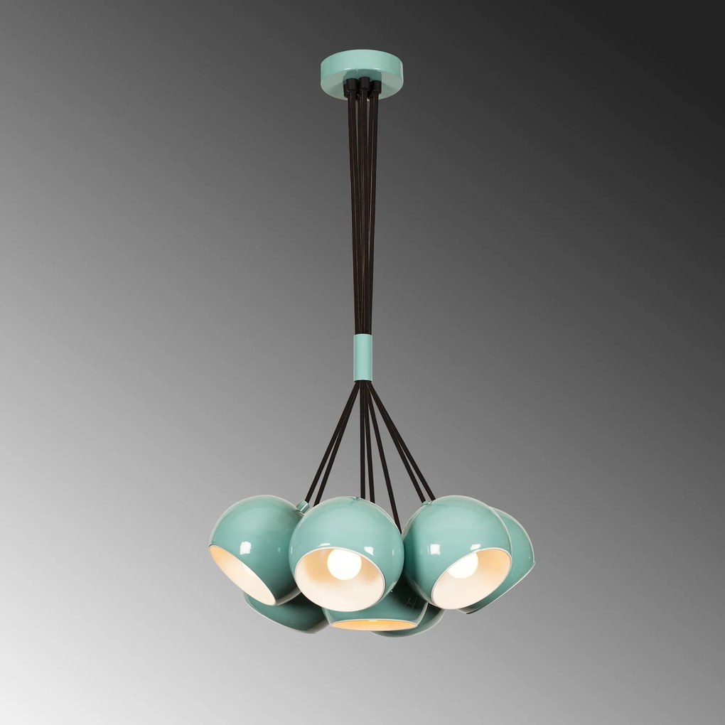 Candeeiro de Teto Sivani – Turquesa e Branco – 45 cm de Diâmetro