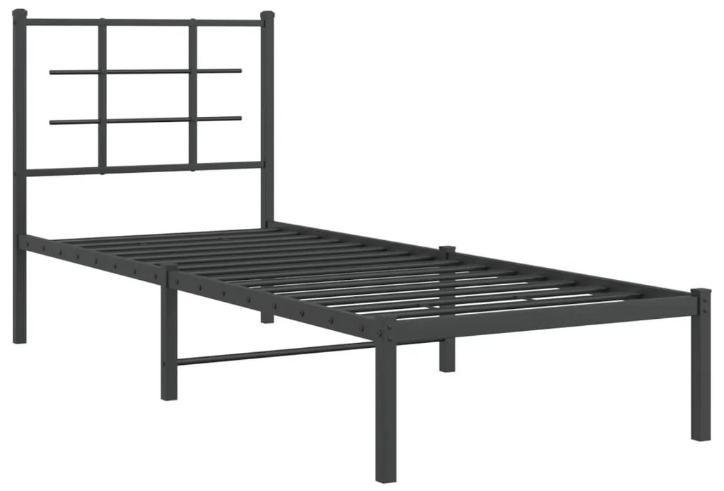 Estrutura de cama com cabeceira 80x200 cm metal preto