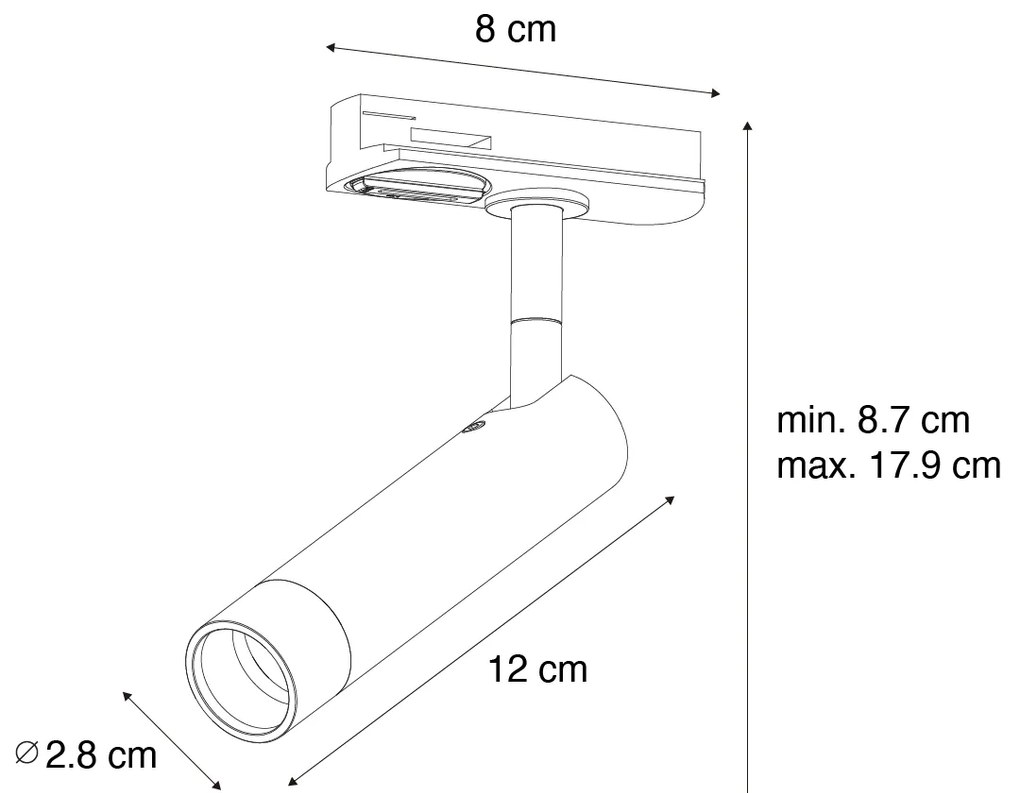 Projetores modernos pretos para sistema de trilhos monofásicos - Iconic Ivy