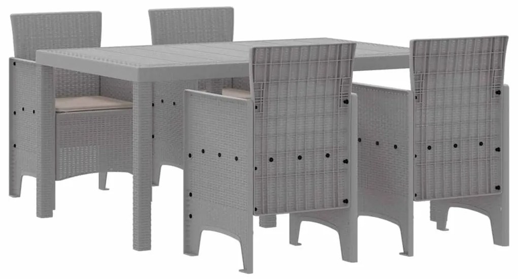 Conjunto de Jantar de Jardim 5 pcs Cinzento-claro
