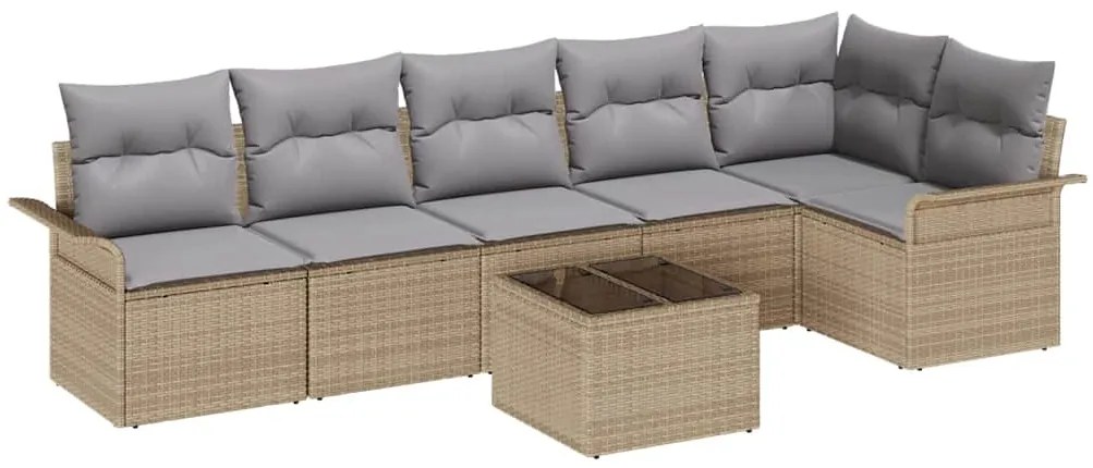 Conjunto de Sofá de Jardim de 7 Peças com Almofadas em Rattan Sintétic