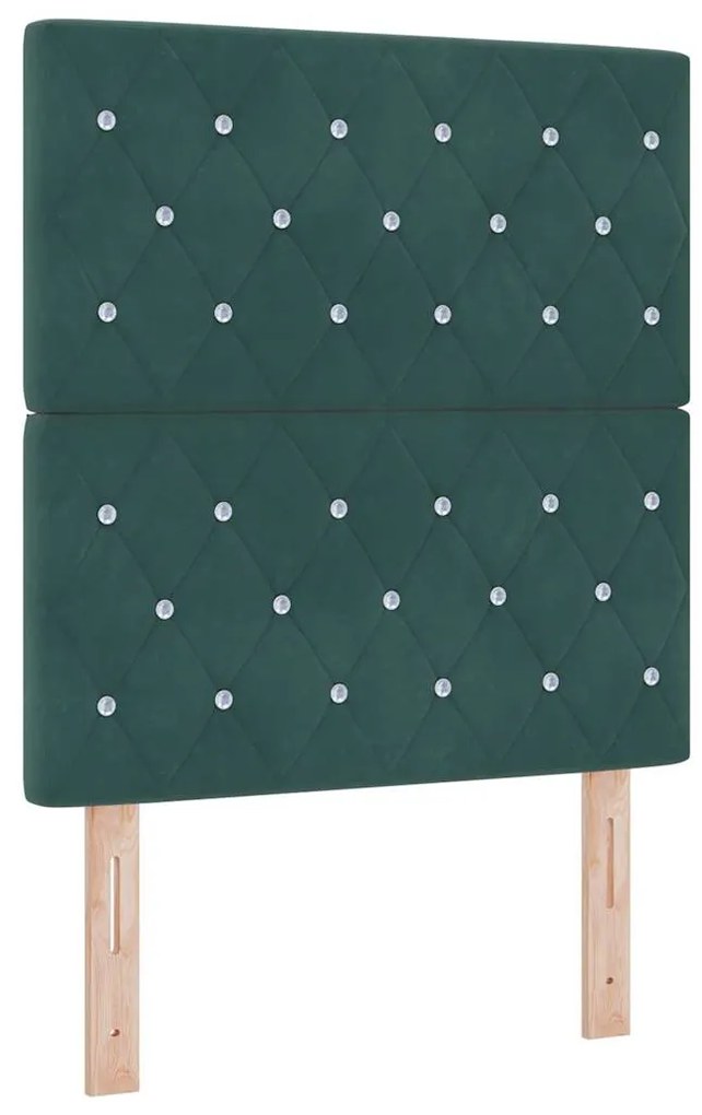 Cama Box com Colchão Verde Escuro 80 x 200 cm em Veludo