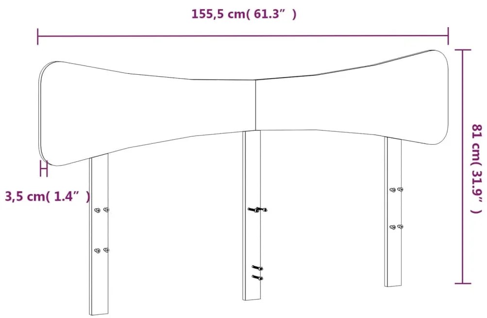 Cabeceira 150 cm madeira de pinho maciça branco