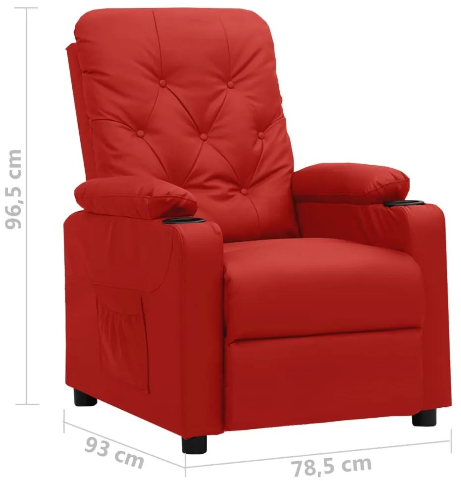 Poltrona reclinável couro artificial vermelho tinto