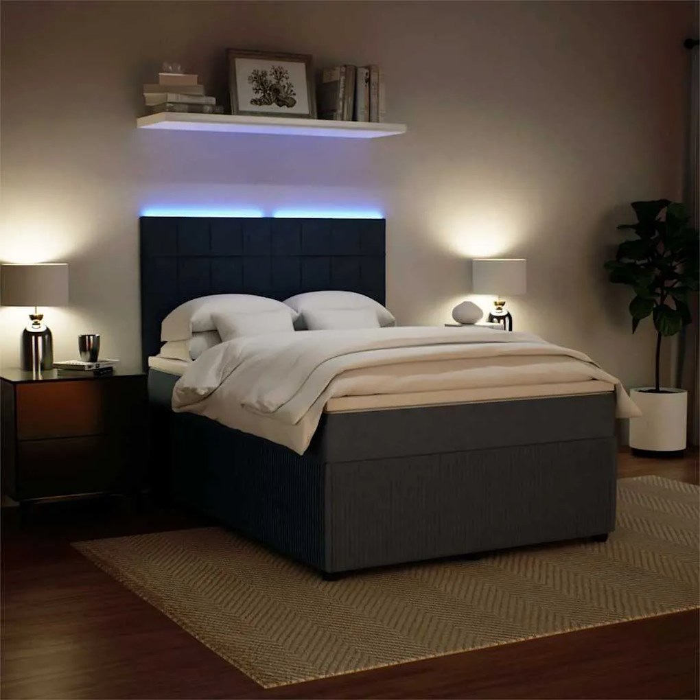 Cama com molas/colchão 140x200 cm veludo cinzento-escuro