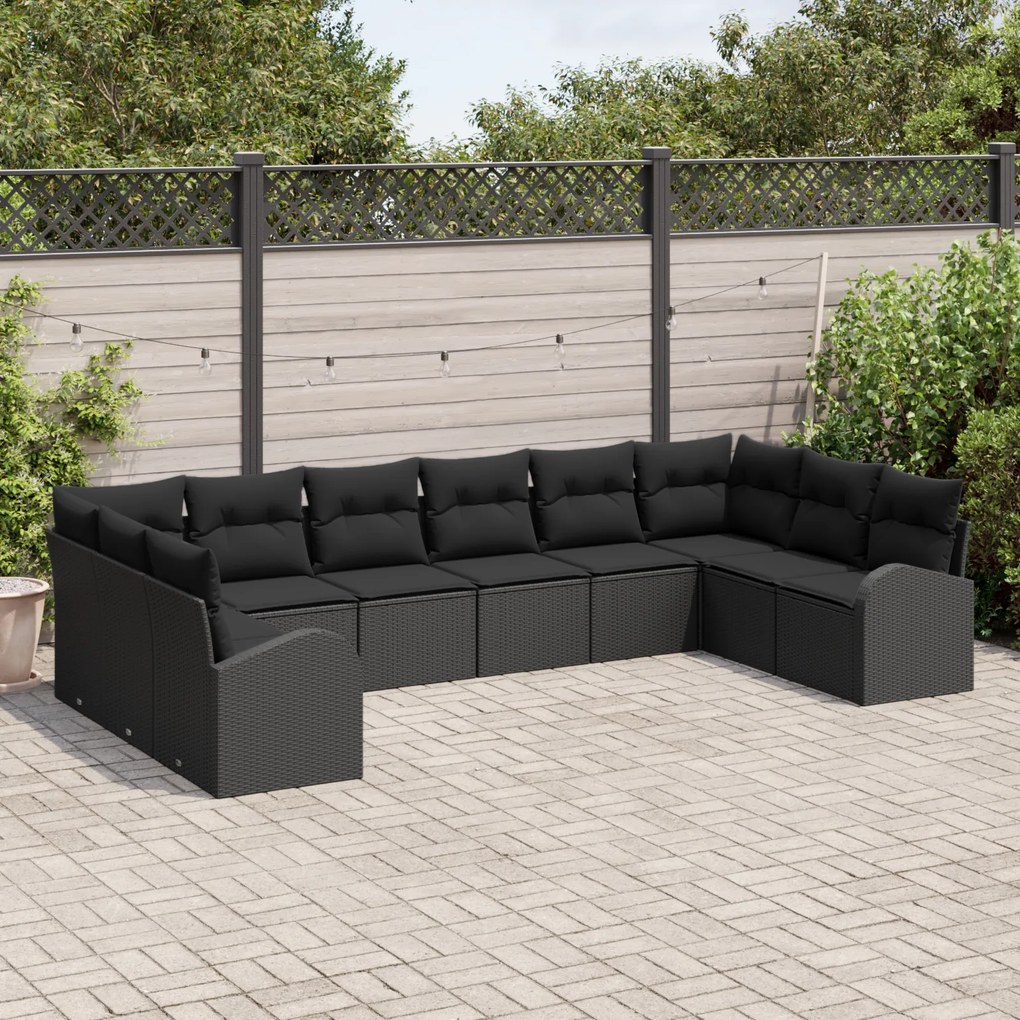 Conjunto de Sofá de Jardim vidaXL de 10 Peças com Almofadas em Polirat