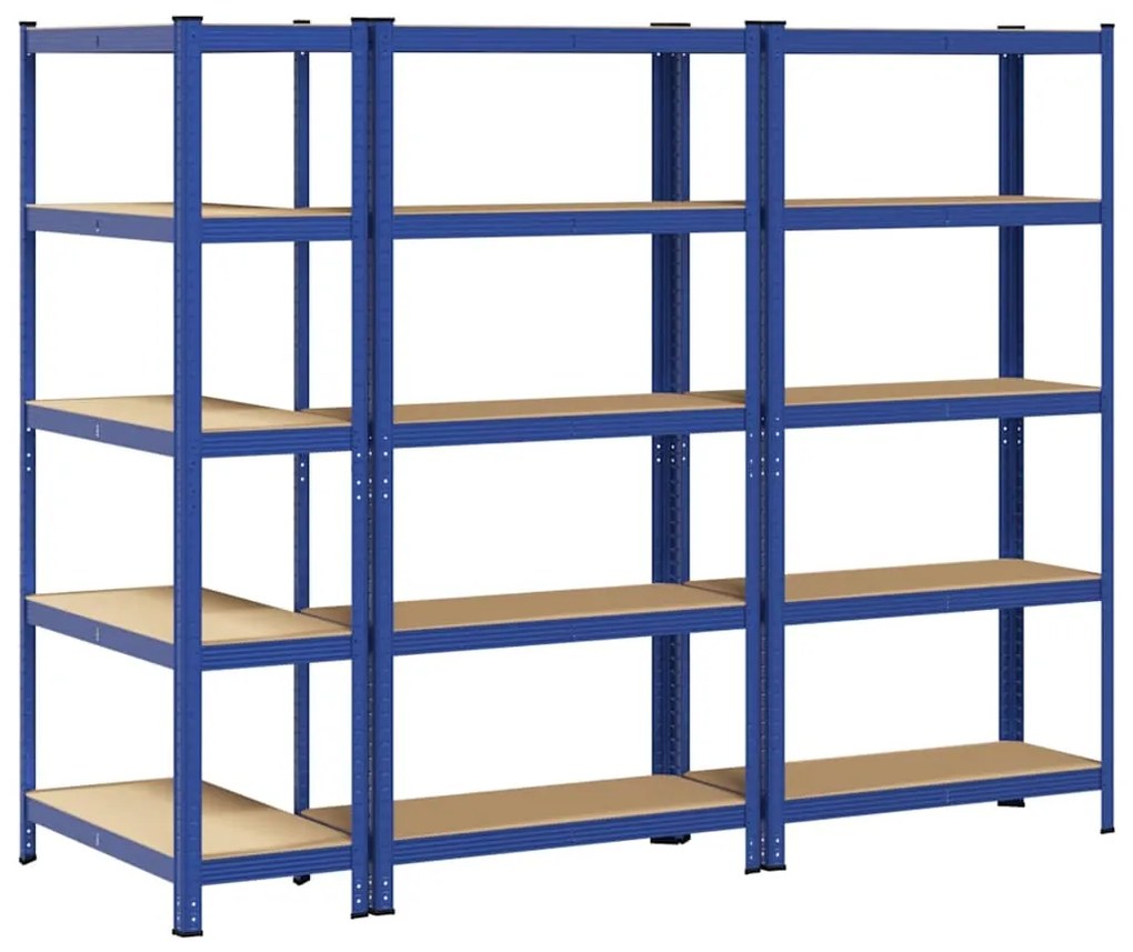 Prateleiras de armazenamento de 5 camadas 3 pcs aço azul