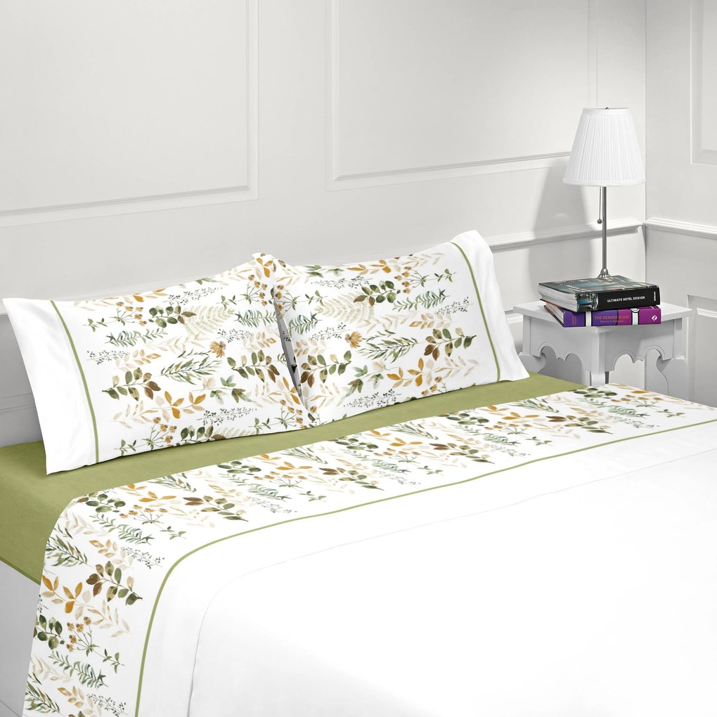 Jogo de lençóis 100% algodão - Casa&Algodão: Cama 150cm - 1 lençol ajustable 150x200+30 cm + 1 lençol superior 240x300 cm + 2 fronhas 50x70 cm
