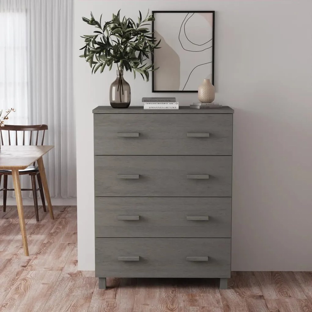 vidaXL Aparador HAMAR 79x40x103,5 cm pinho maciço cinza-claro