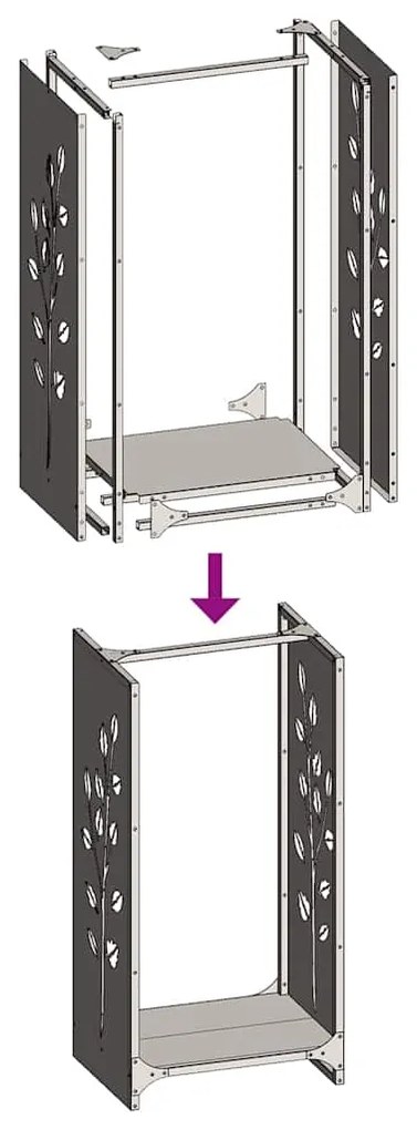 Suporte para lenha 40x30x80 cm aço laminado a frio preto