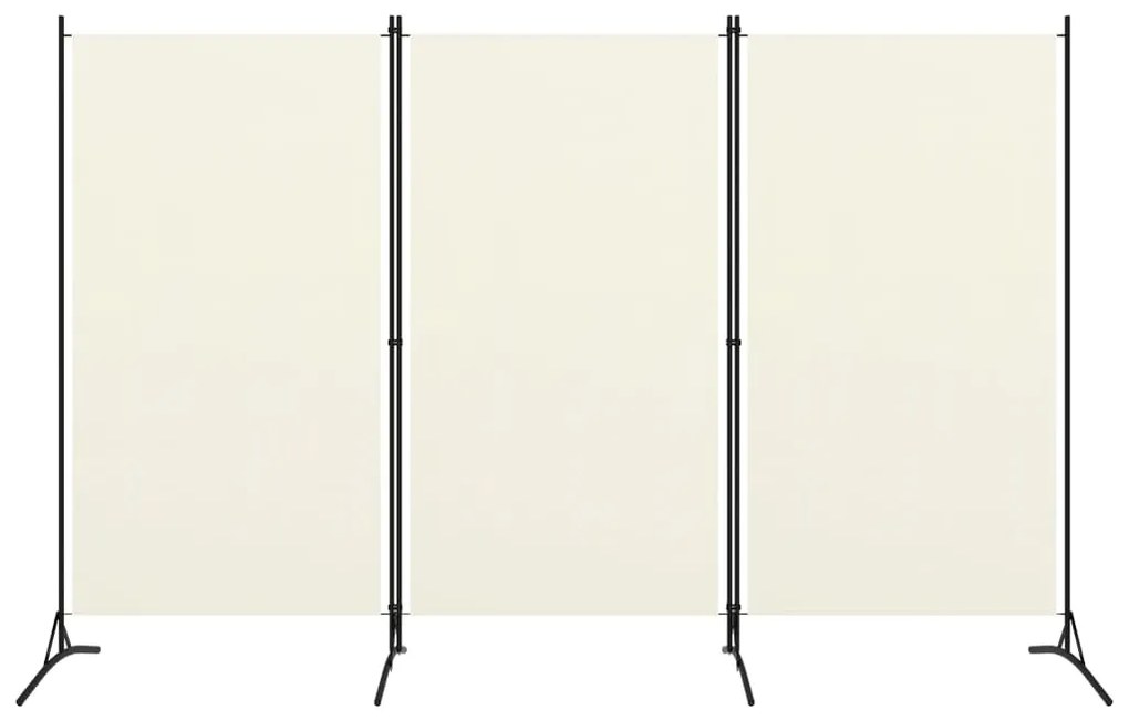 320731 vidaXL Divisória de quarto com 3 painéis 260x180 cm branco nata