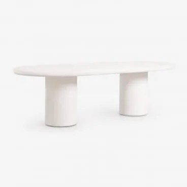 Mesa De Jardim Oval 260x110 Cm Em Cimento Aurean Branco - Sklum