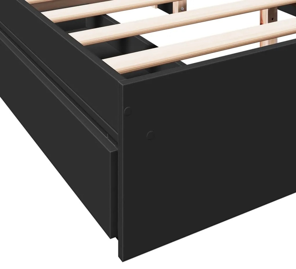 Estrutura de cama c/ gavetas 150x200 cm derivados madeira preto