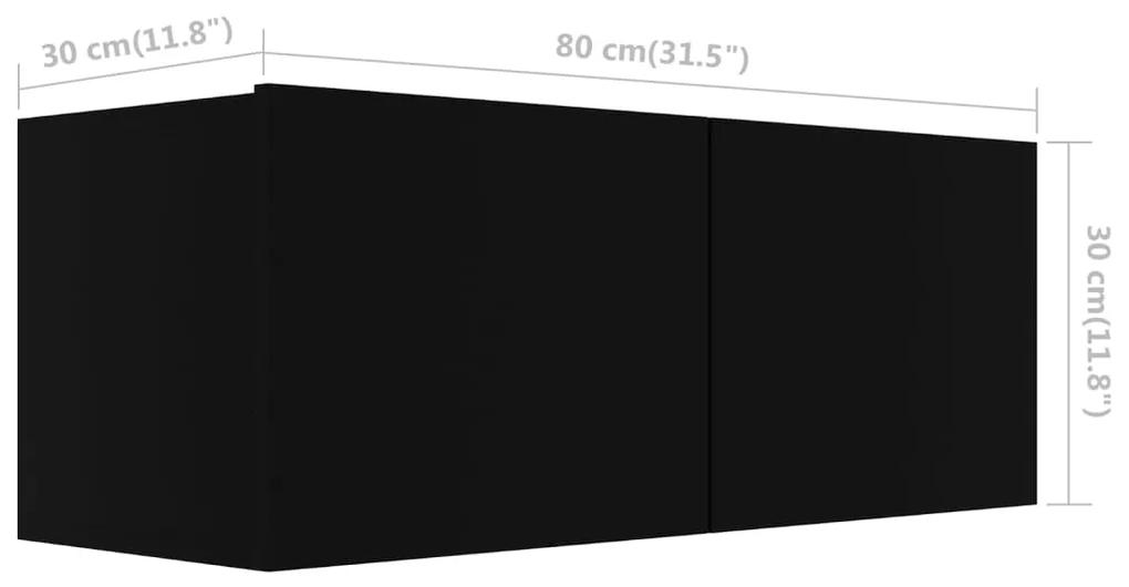 Móvel de TV 80x30x30 cm contraplacado preto
