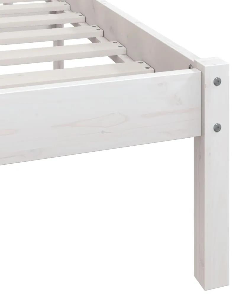 Estrutura de cama solteiro UK 90x190 cm pinho maciço branco