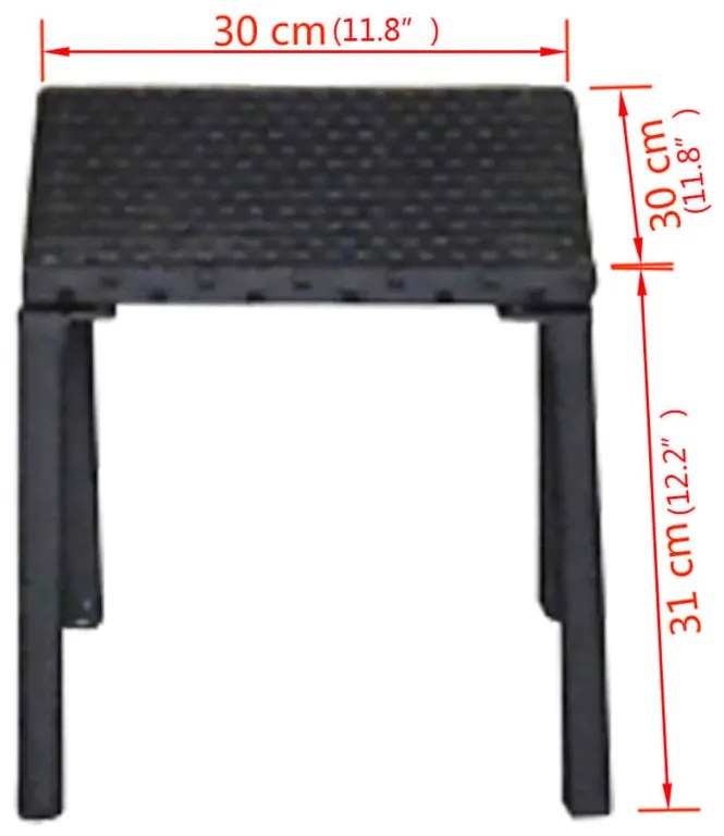 Espreguiçadeiras com mesa 2 pcs vime PE preto