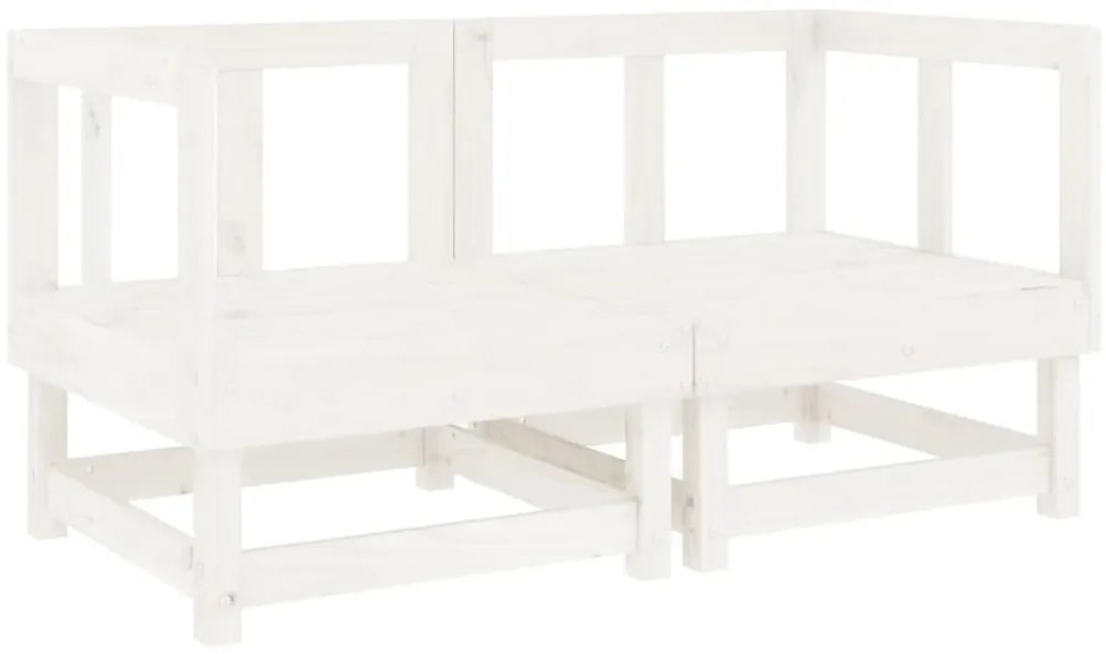7 pcs conjunto lounge de jardim pinho maciço branco