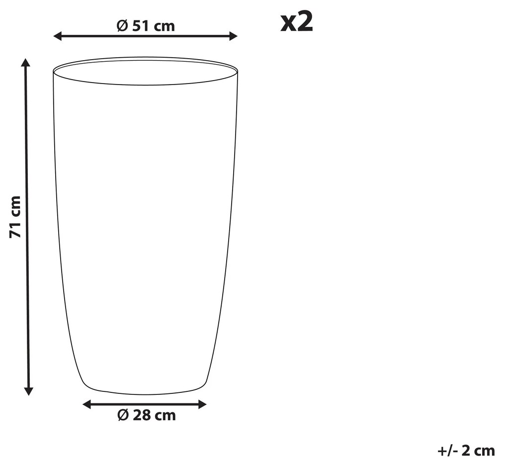 Conjunto de 2 vasos para plantas creme 51 x 51 x 71 cm CAMIA Beliani