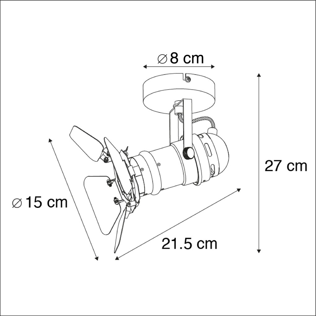 Projetores de estúdio industrial pretos GU10 com abas - Movie