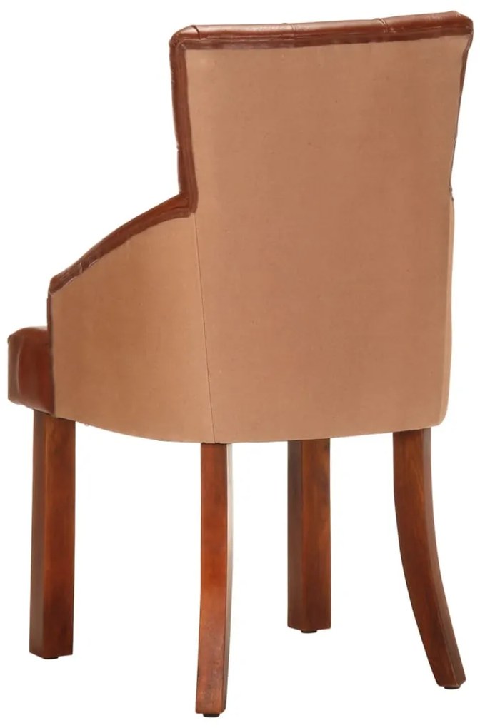 Cadeiras de jantar 2 pcs couro de cabra genuíno castanho