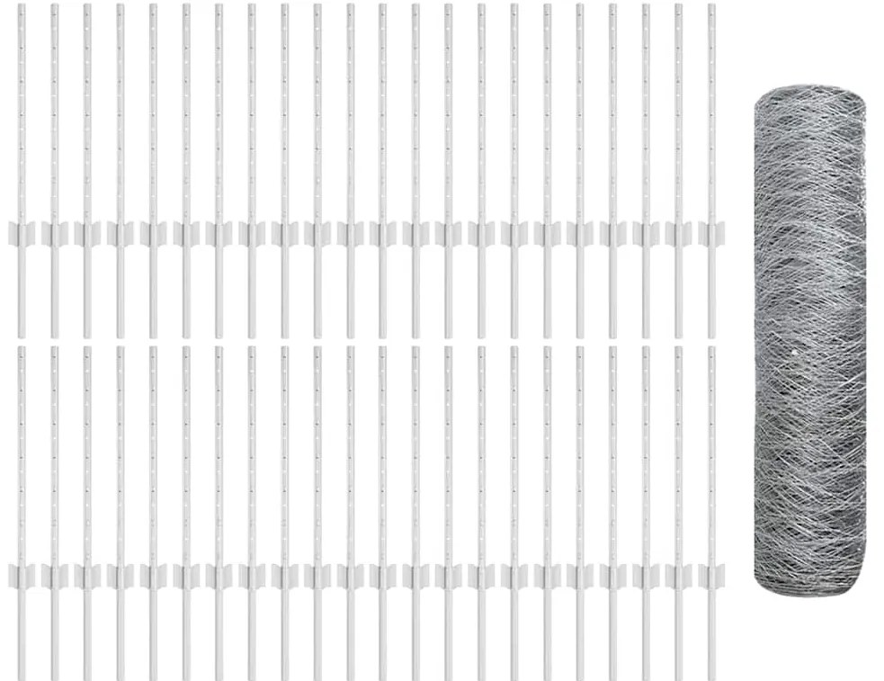 Postes de Cerca vidaXL 11 pcs U-Channel 60 cm Aço Galvanizado