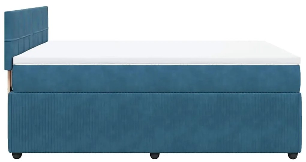 Cama boxspring com colchão 140x190 cm veludo azul