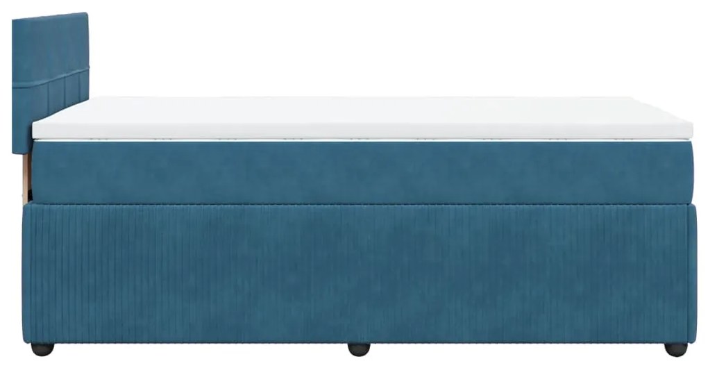 Cama boxspring com colchão 100x200 cm veludo azul