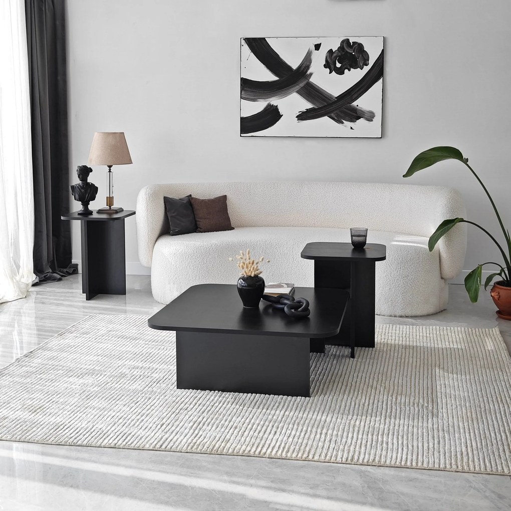 Conjunto de Mesas de Café Blues – Preto – 40x50x40 cm / 40x55x40 cm /