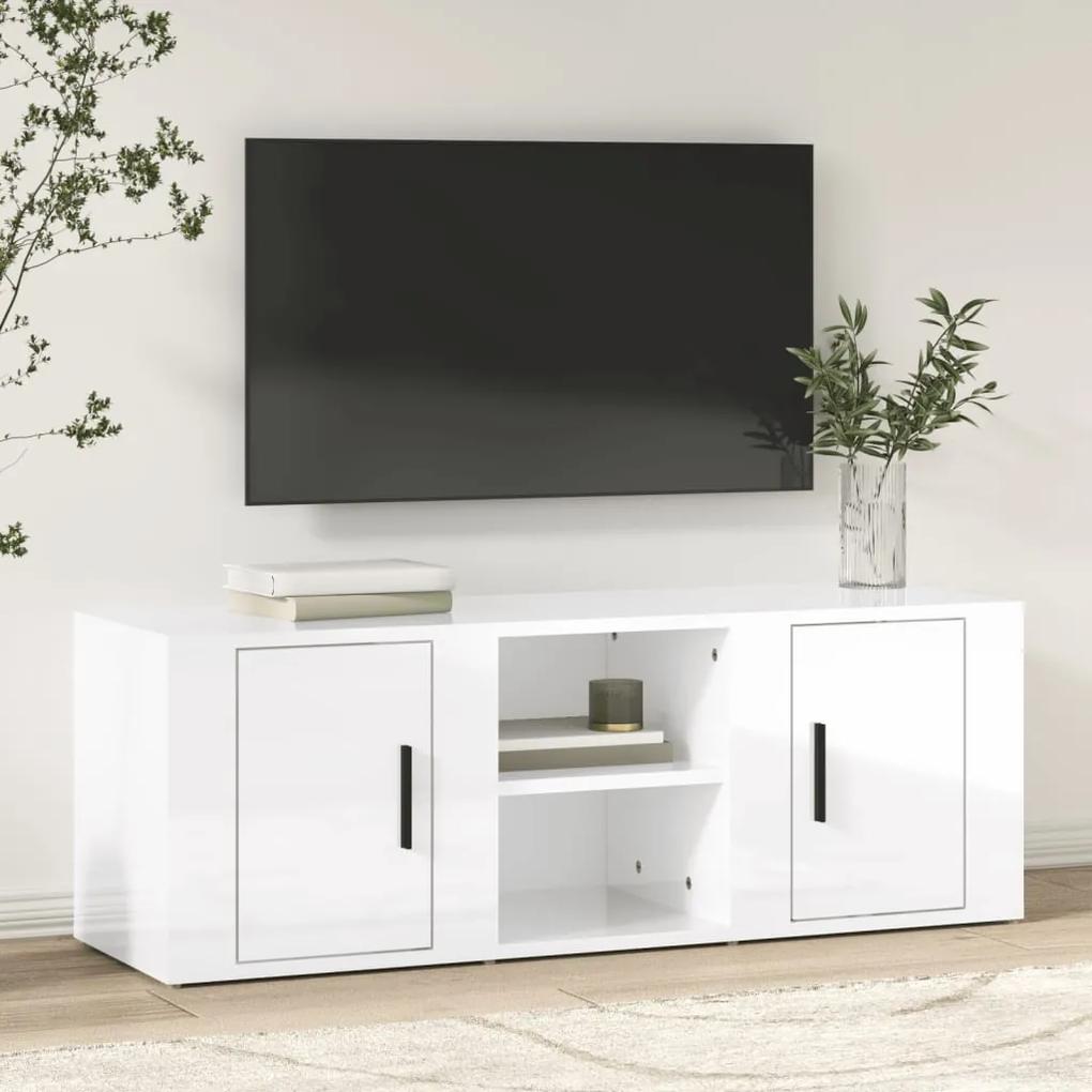 Móvel de TV Leci de 100 cm - Branco Brilhante - Design Moderno