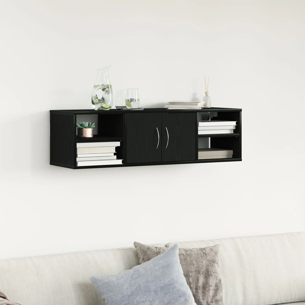 Prateleira montada na parede vidaXL Carvalho Preto 140x41x75 cm Madeir