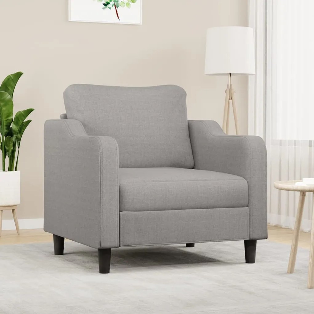 vidaXL Poltrona tecido 60 cm cinzento-claro