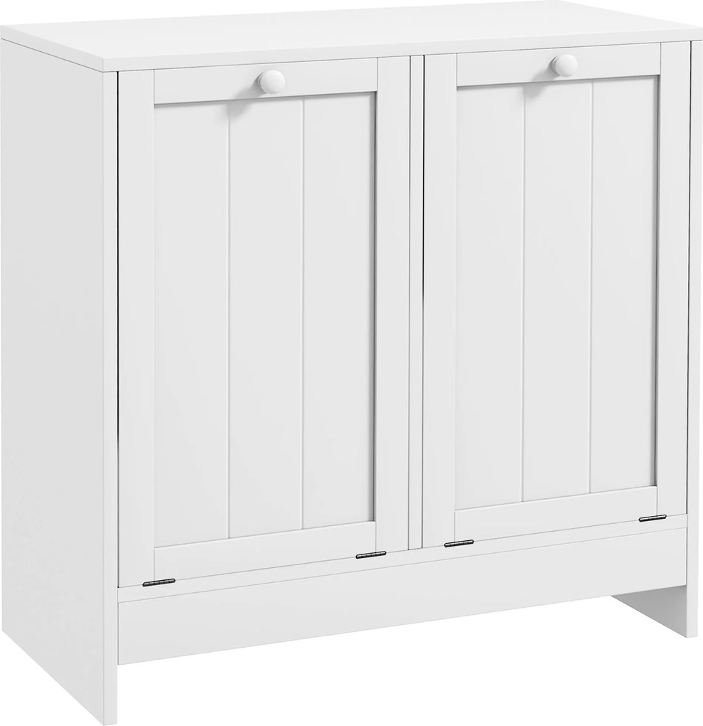 kleankin Armário de Casa de Banho com Cestos de Roupa Suja Móvel Roupa Suja com 2 Compartimentos 66x33x68 cm Branco | Aosom Portugal