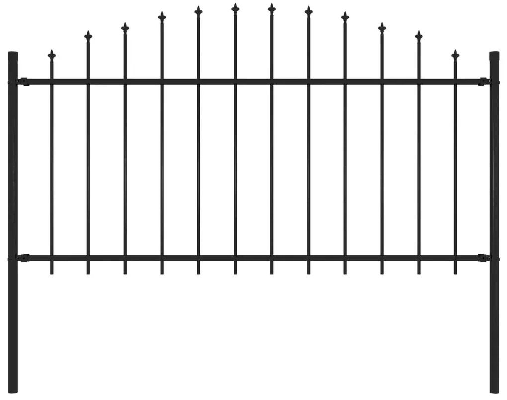 Cerca de jardim com topo em lanças (1,25-1,5)x1,7 m aço preto