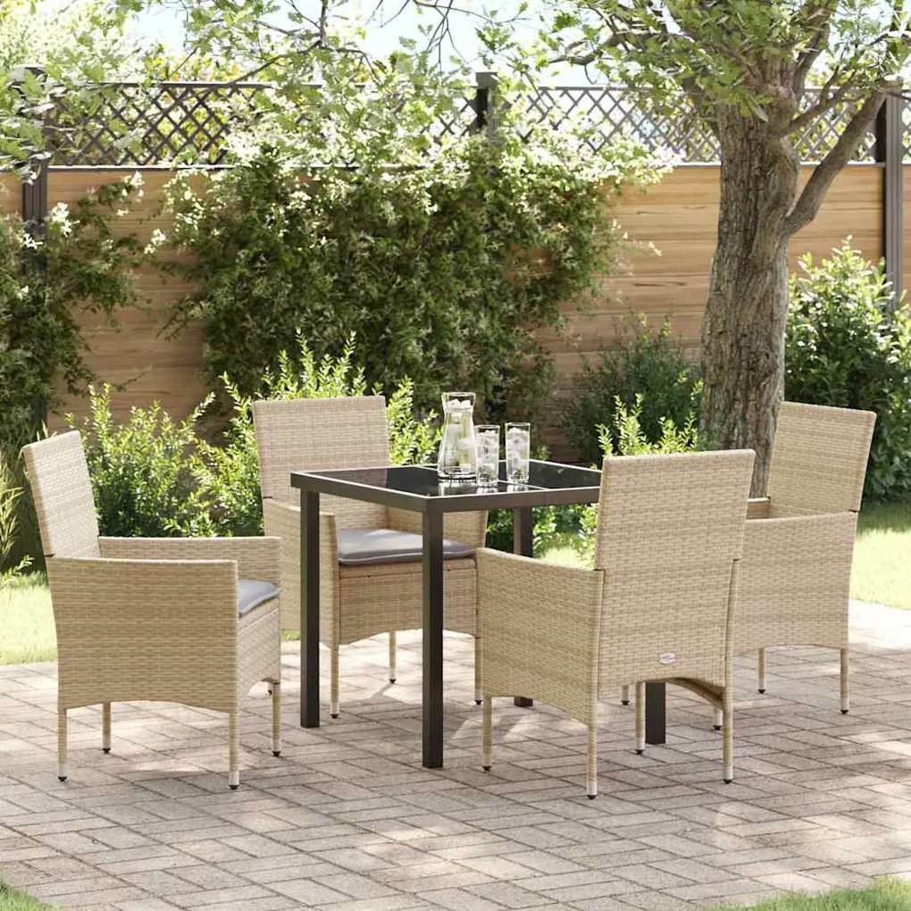 vidaXL Conjunto de Jantar de Jardim com 5 Peças e Almofadas Beiges
