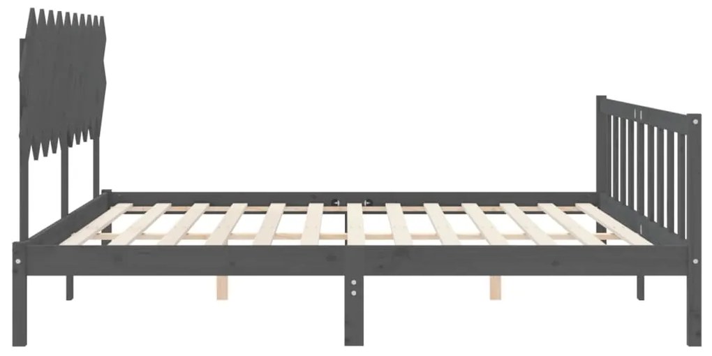 Estrutura de cama com cabeceira 200x200 cm madeira maciça cinza