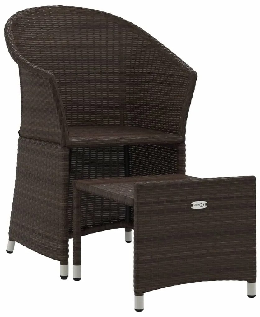 2 pcs conjunto lounge de jardim c/ almofadões vime PE castanho