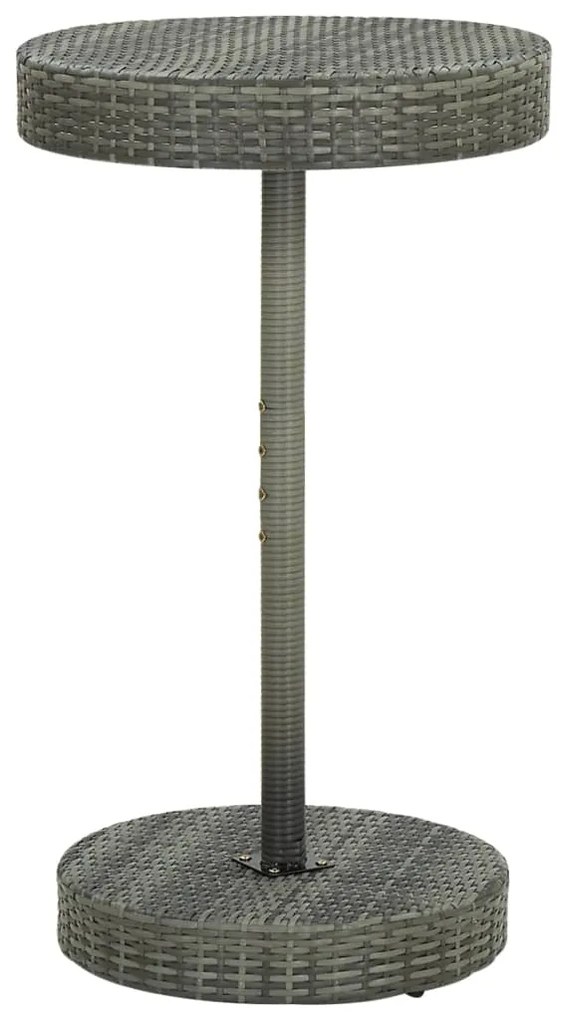 3 pcs conjunto de bar p/ jardim c/ almofadões vime PE cinzento