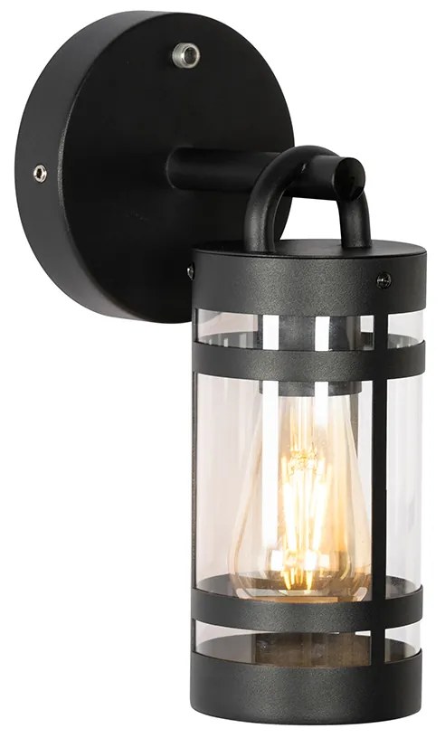 Candeeiro de parede exterior preto IP44 com sensor crepuscular - Ruben Industrial