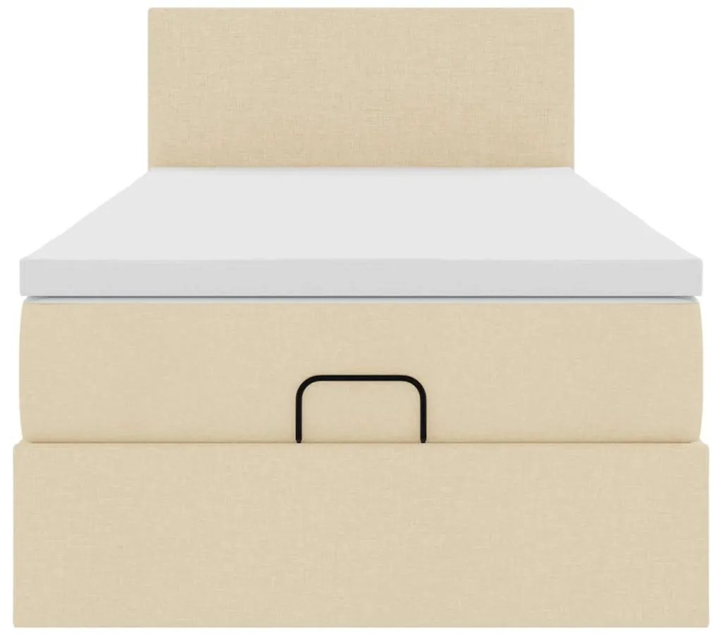 Cama otomana com colchão 100x200 cm tecido creme