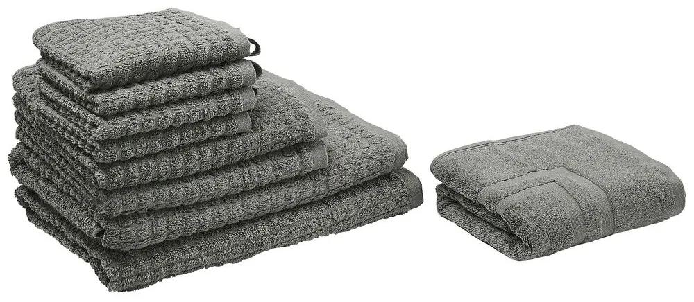 Conjunto de 9 toalhas cinzentas de algodão ATAI Beliani