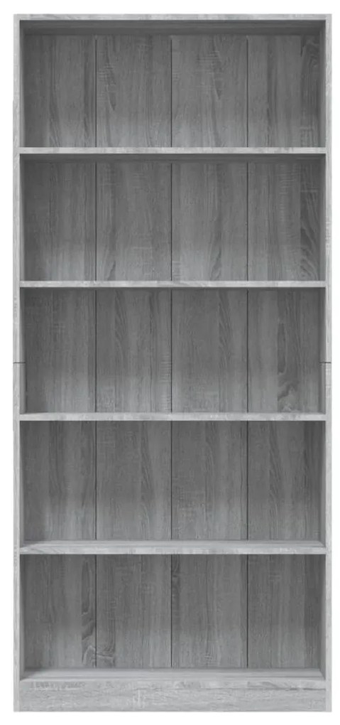 Estante 5 prat. 80x24x175cm derivados madeira sonoma cinzento